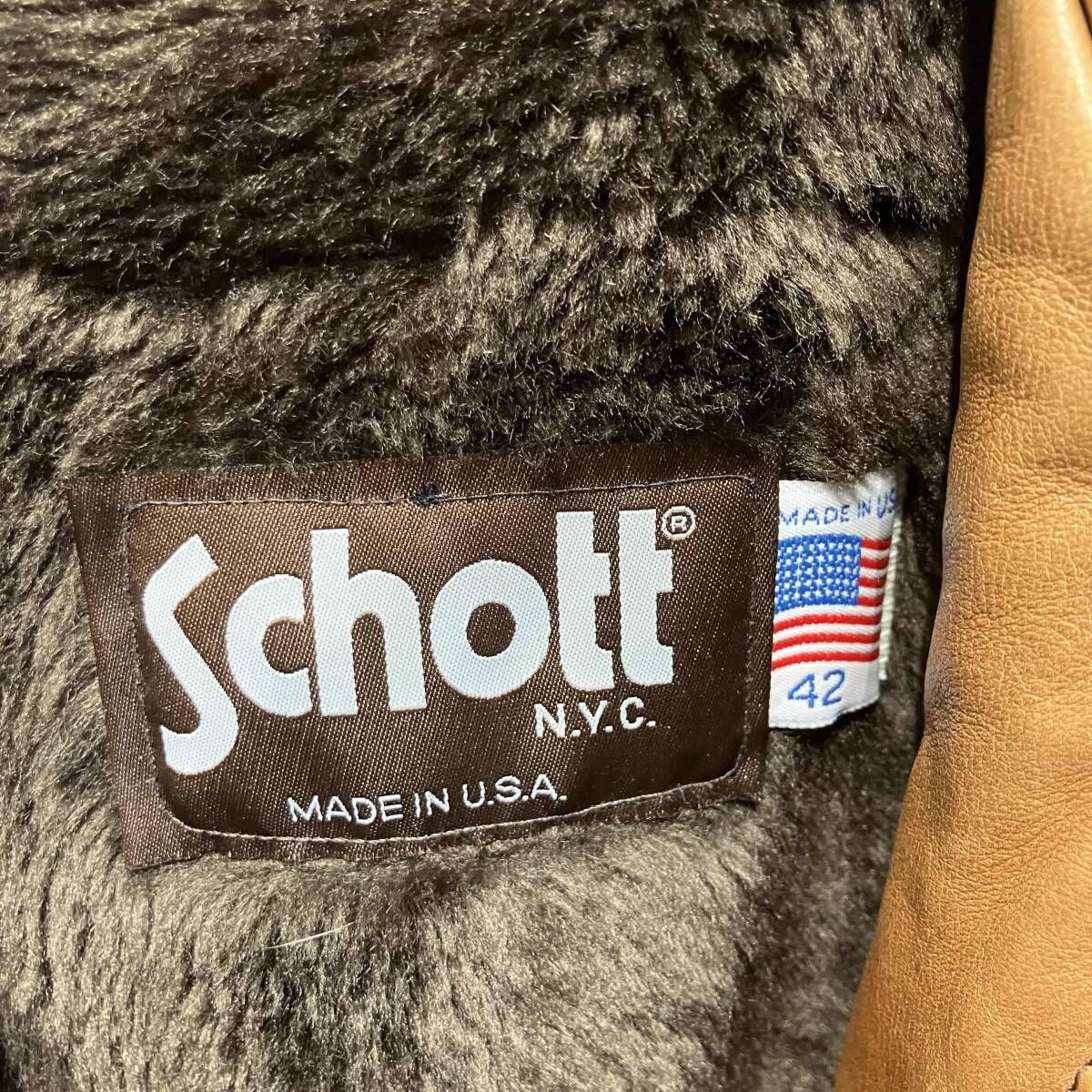 SCHOTT シングルライダース ボアライナー付き レザー USA製 ライト