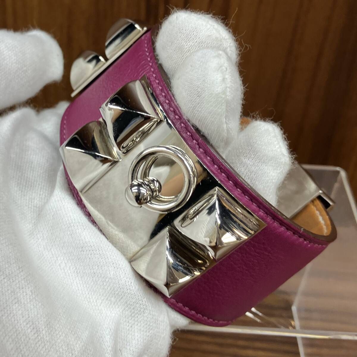 エルメス HERMES コリエ・ド・シアン バングル レザー パープル - メルカリ