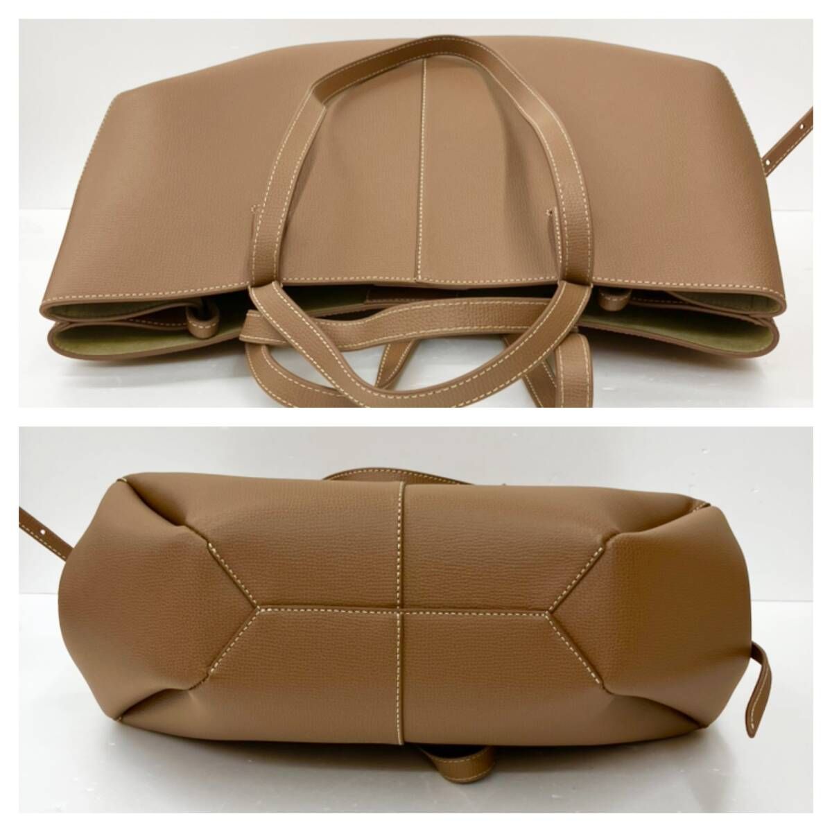 【美品】Polene トートバッグ キャメル Polene ポレーヌ トートバッグ テクスチャード Cyme キャメル 通年