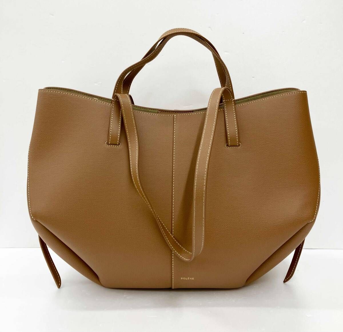 【美品】Polene トートバッグ キャメル Polene ポレーヌ トートバッグ テクスチャード Cyme キャメル 通年