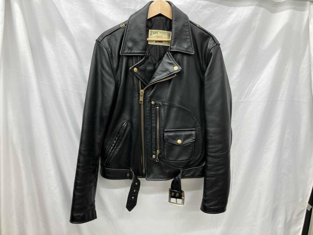 SCHOTTショット/ダブルライダース/USA製 ホースハイド/ブラック/サイズ