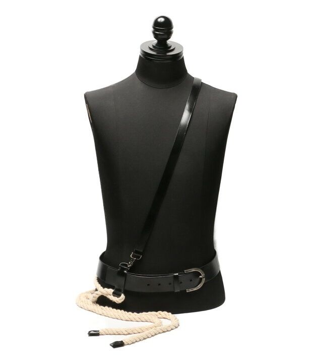 ANN DEMEULEMEESTER ROPE LEATHER BELT サイズS ブラック アンドゥムル