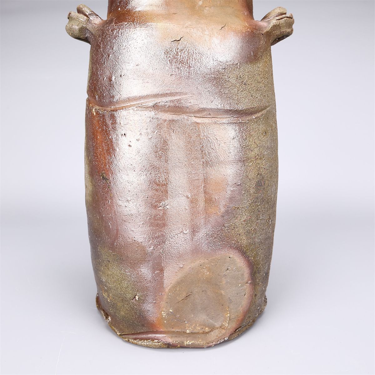 人間国宝 【金重陶陽】作 備前 水指 花入／共箱付 美品Sg！CN526