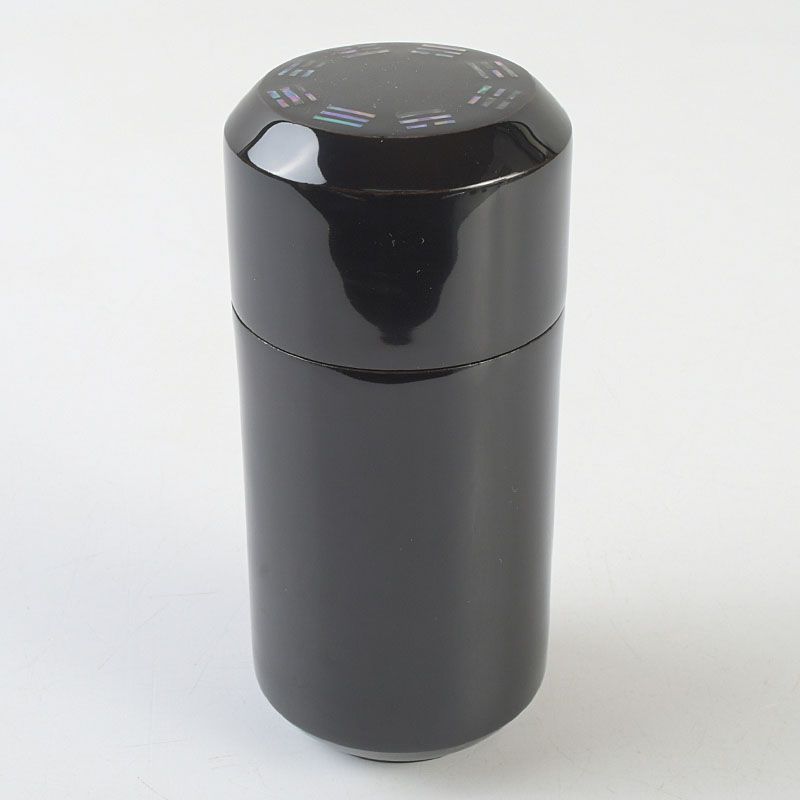 茶道具 山中塗 清水祐斎作 螺鈿装飾 八卦莨入 煙草入 共箱 V S602