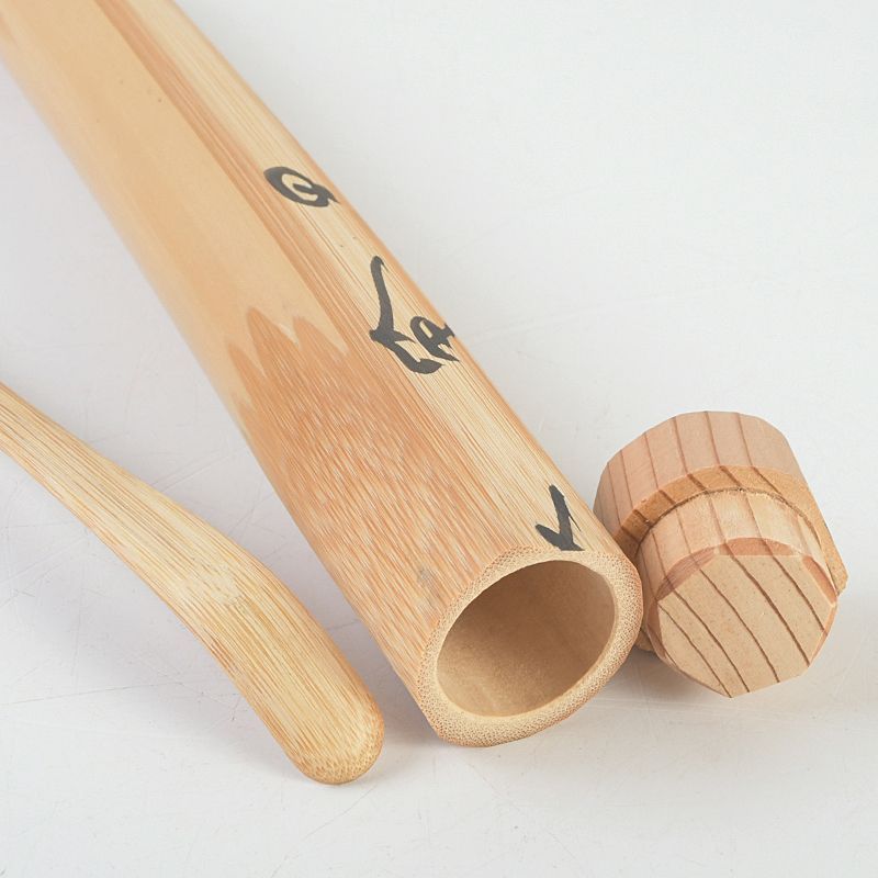 茶道具 辻竹峰作 茶杓 銘「好日」 前大徳 福本積應書付 共筒共箱 C