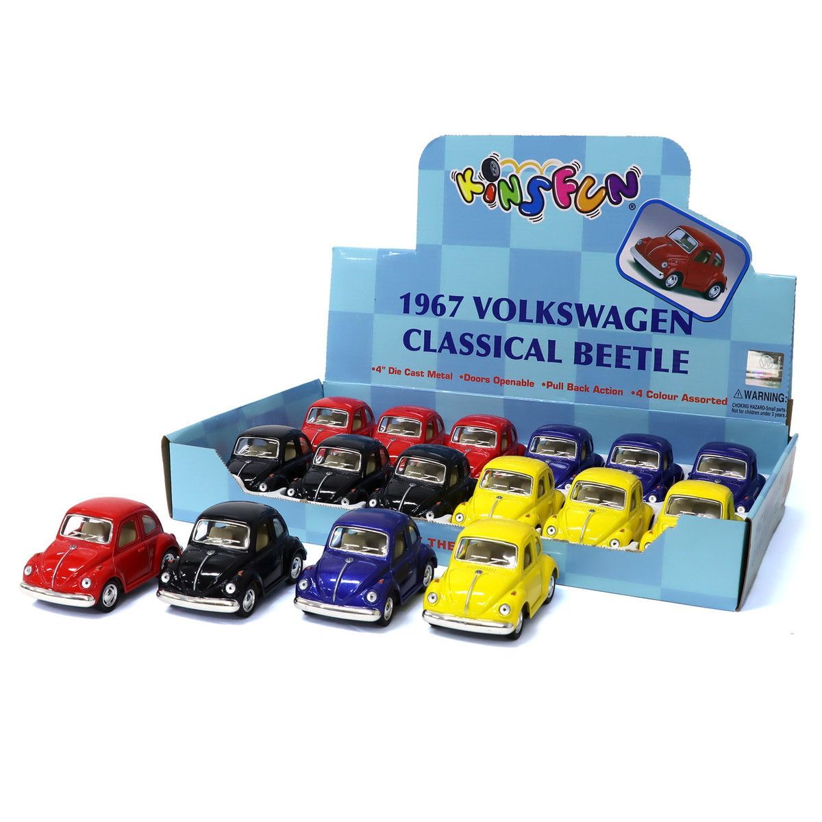 KiNSFUN プルバックミニカー フォルクスワーゲン 4インチ クラシックビートル アソート 入りBOX 201 655