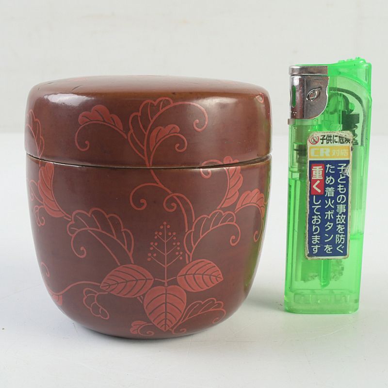 茶道具 朱塗 花文 茶入 時代箱 V S610 - メルカリ