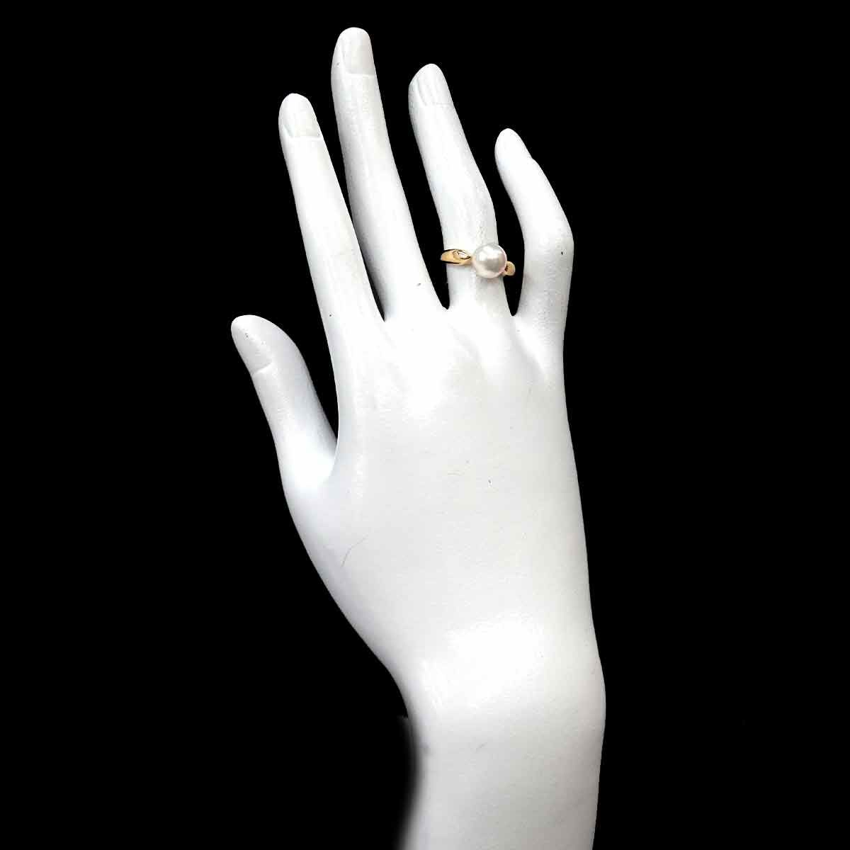 ミキモト MIKIMOTO 11号 リング アコヤ真珠 8.4mm K18 YG イエロー