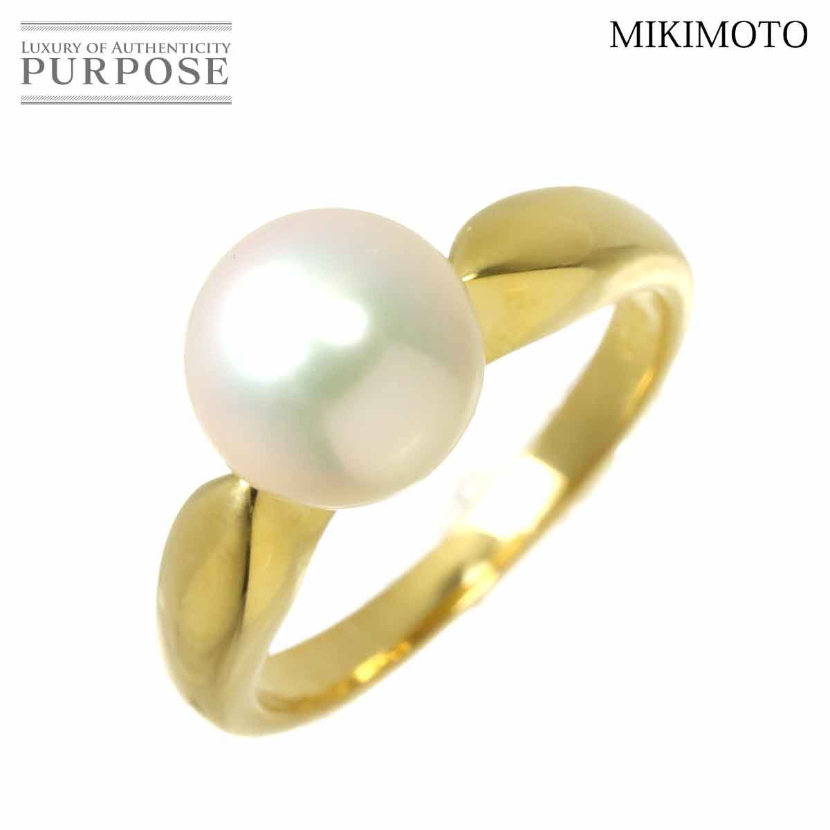 ミキモト MIKIMOTO 11号 リング アコヤ真珠 8.4mm K18 YG イエロー