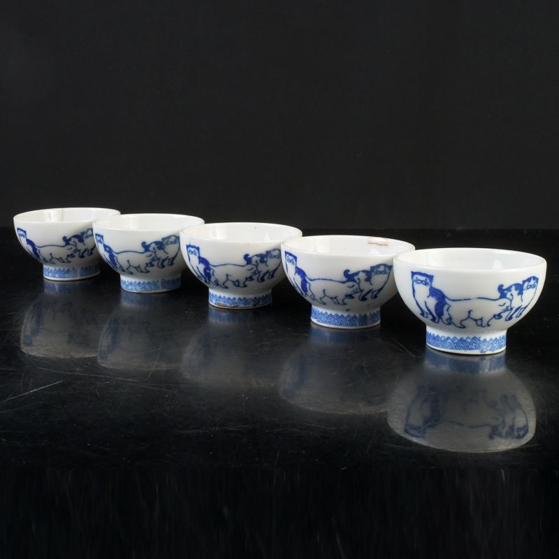 煎茶道具 大日本沢田製 染付 猫文 煎茶碗 5客 まとめて N S612 - メルカリ
