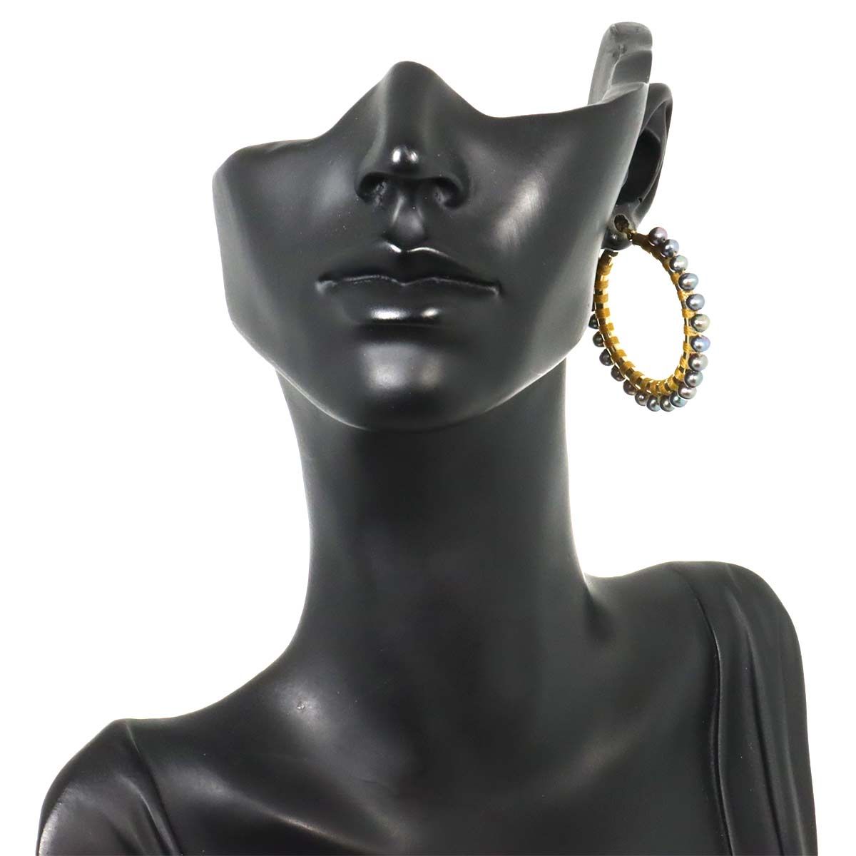 サイモンアルカンタラ SIMON ALCANTARA フープ ピアス 淡水真珠 K14 YG