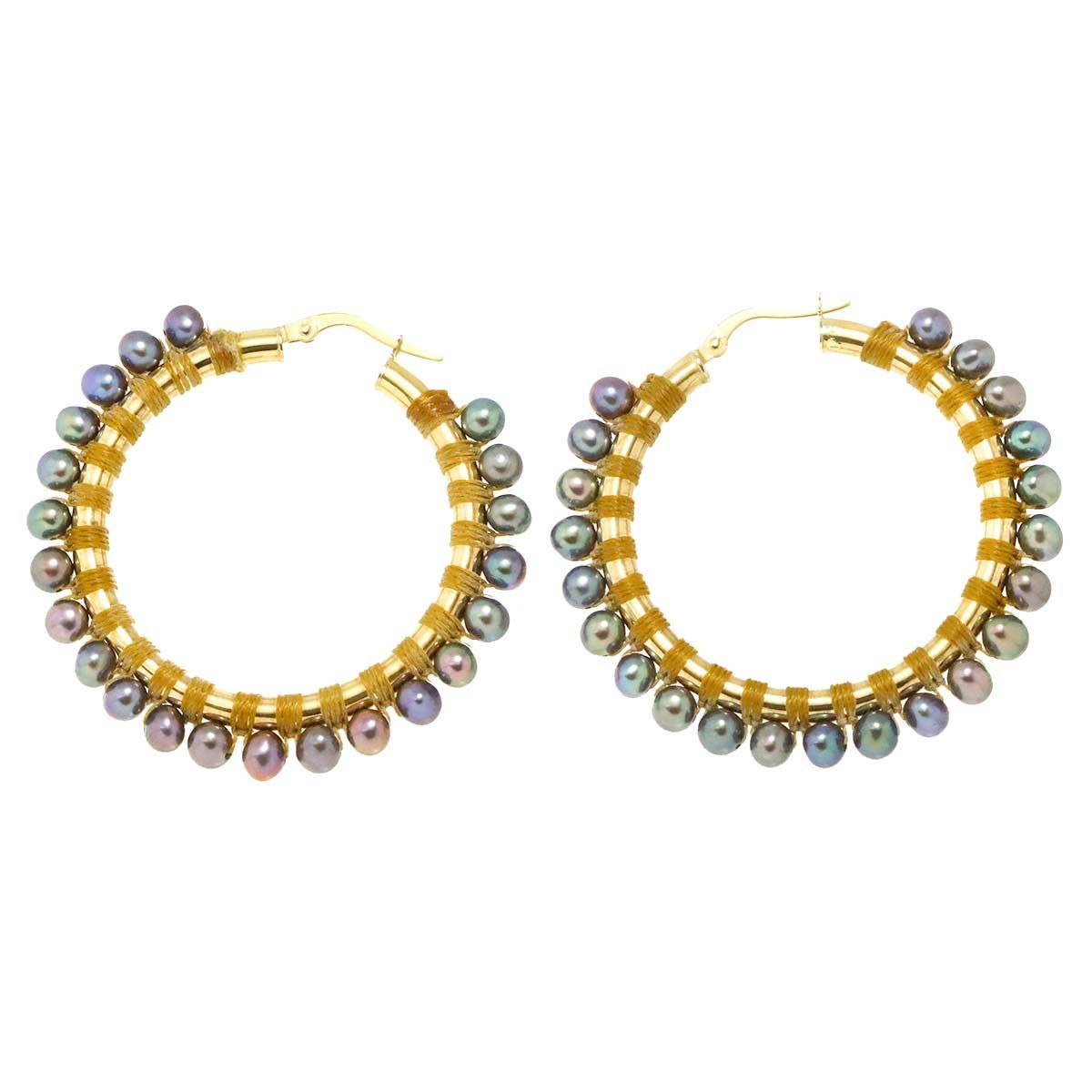 サイモンアルカンタラ SIMON ALCANTARA フープ ピアス 淡水真珠 K14 YG