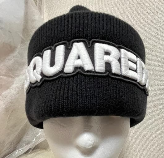 新品未使用 D SQUARED2(ディースクエアード) ロゴ ビーニー帽ブラック