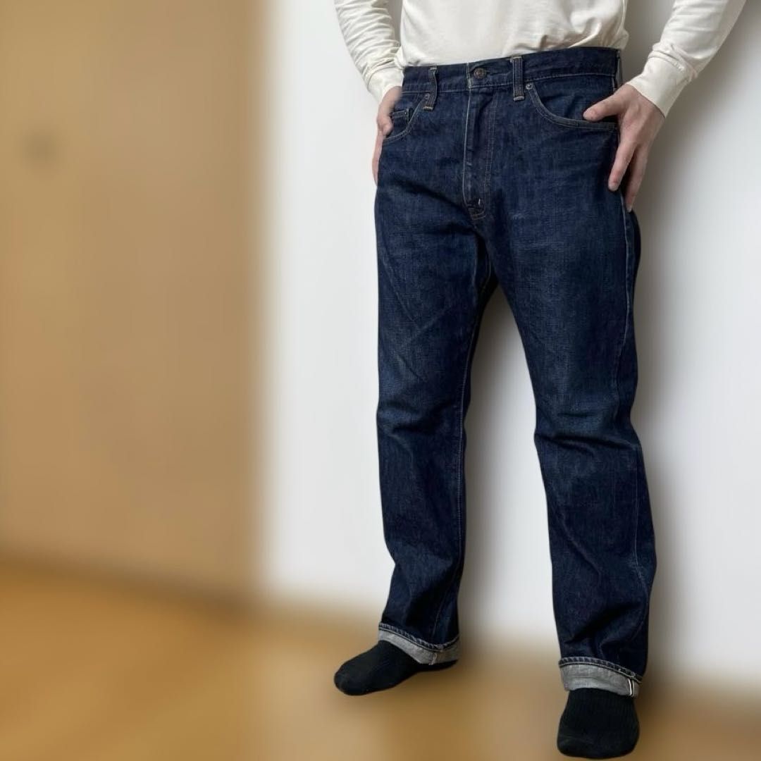 DENIME W34（実寸約89cm） ジップフライ 濃紺 セルビッチ 赤耳