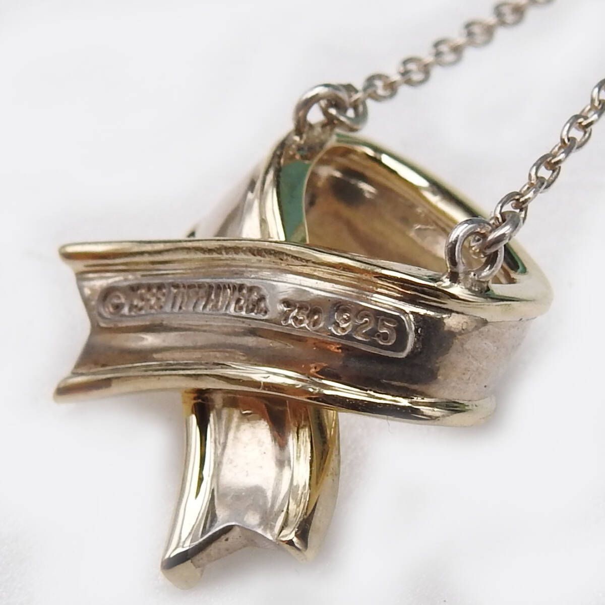 正規品 TIFFANY&CO. ティファニー リボンネックレス シルバー925/K18