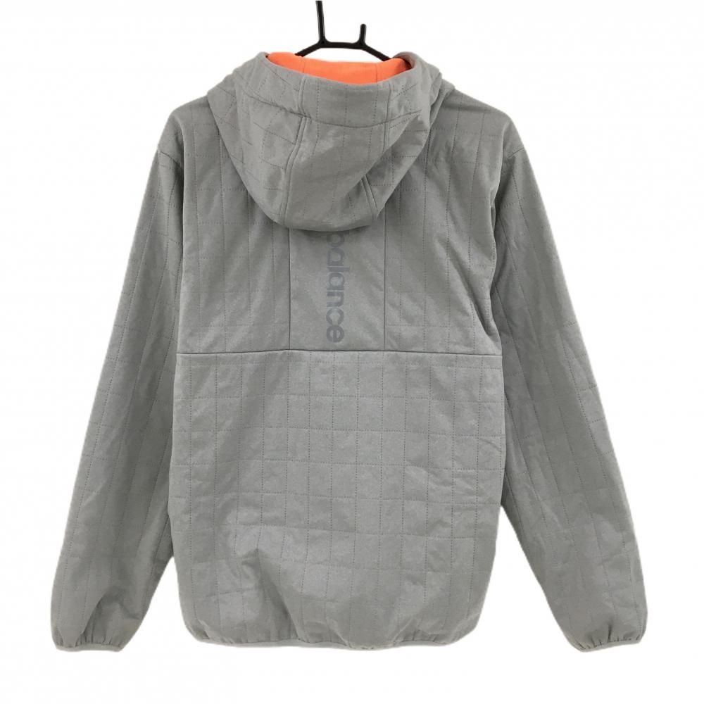 美品】ニューバランスゴルフ フード付ジャケット ライトグレー 裏起毛