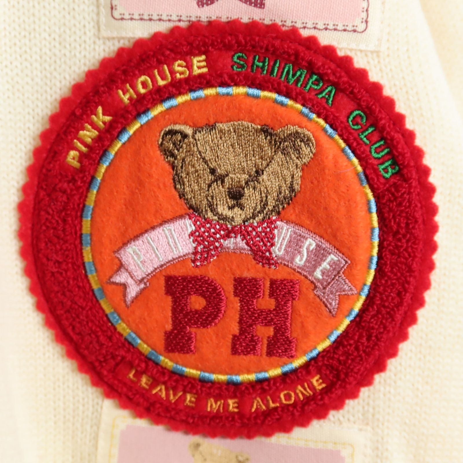 美品】ピンクハウス☆ニットカーディガン 白系 ギンガム&さがら