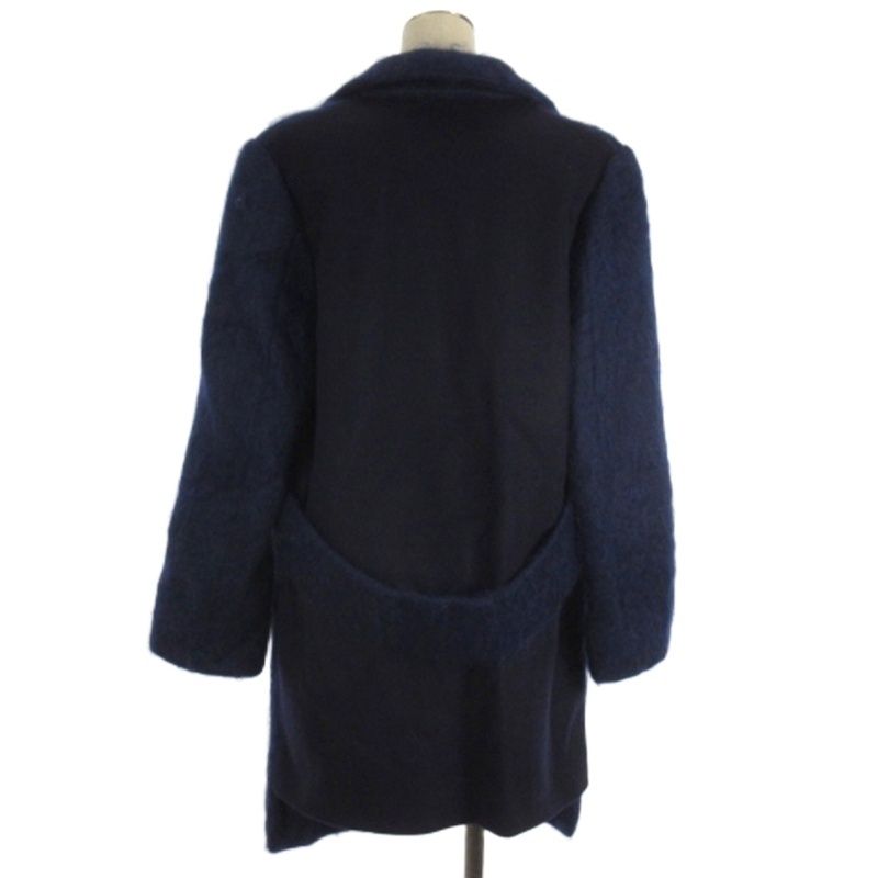 エムエスジーエム MSGM モヘア チェスターコート ロング 切替 ブルー  