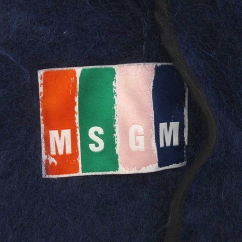 エムエスジーエム MSGM モヘア チェスターコート ロング 切替 ブルー  