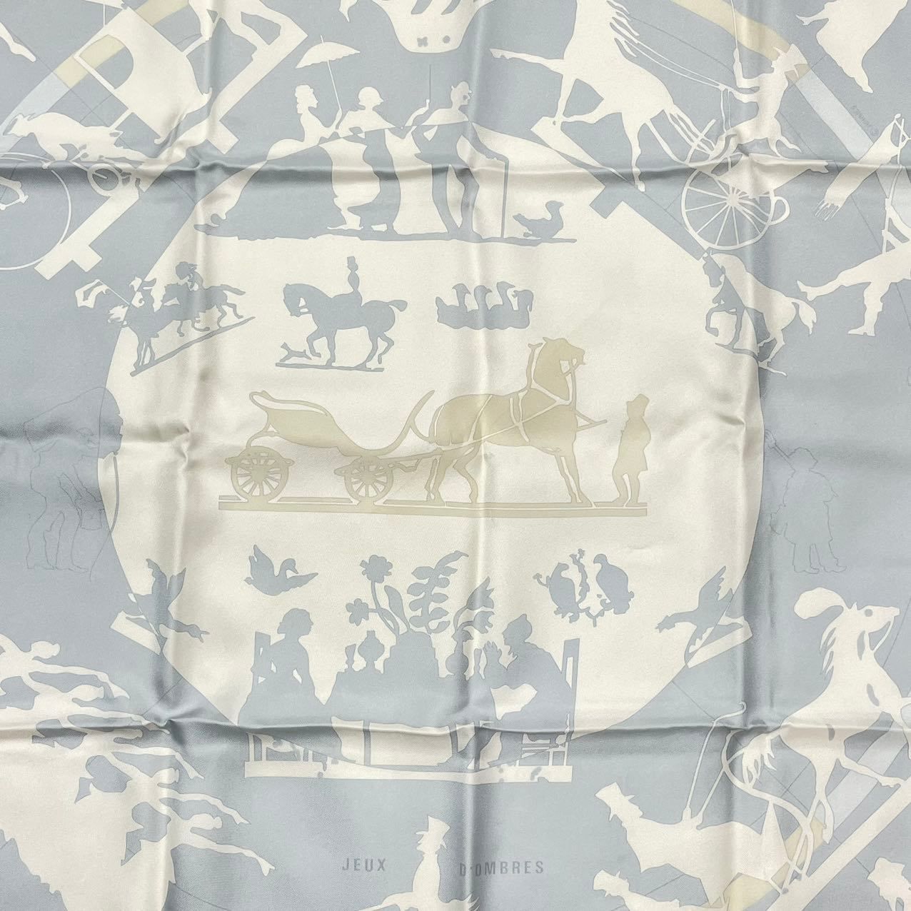 美品 HERMES エルメス スカーフ カレ90 シルク JEUX D'OMBRES 影絵遊び