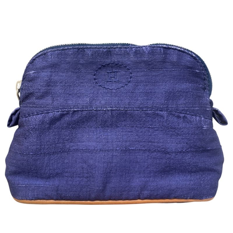 エルメス HERMES ボリードポーチ ブルー シルク ユニセックス ポーチ