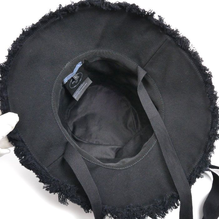 PRADA プラダ ワイドブリム ドリル バケットハット ハット ブラック