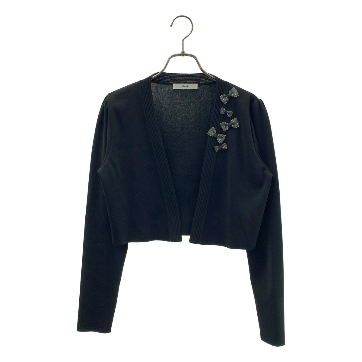 美品】 Rene / ルネ | リボン装飾 ボタンレス ニットカーディガン | 38