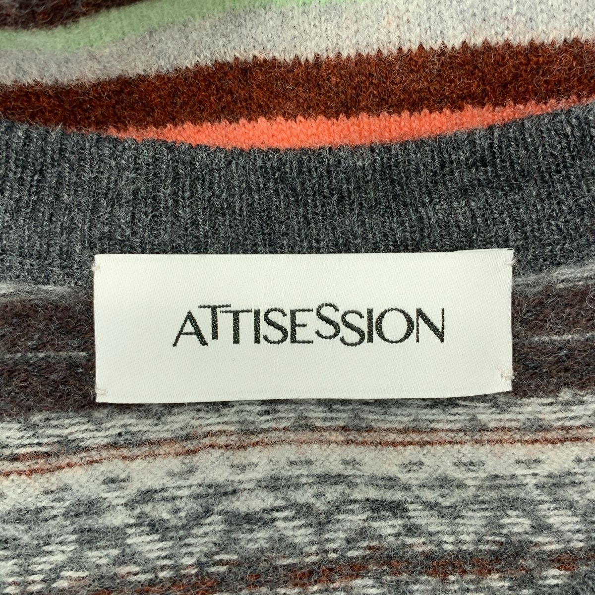 【美品】  UNITED ARROWS / ユナイテッドアローズ | ATTISESSION / フェアアイル クルーネック カーディガン | マルチカラー | レディース 美品】 UNITED ARROWS / ユナイテッドアローズ | ATTISESSION / フェア
