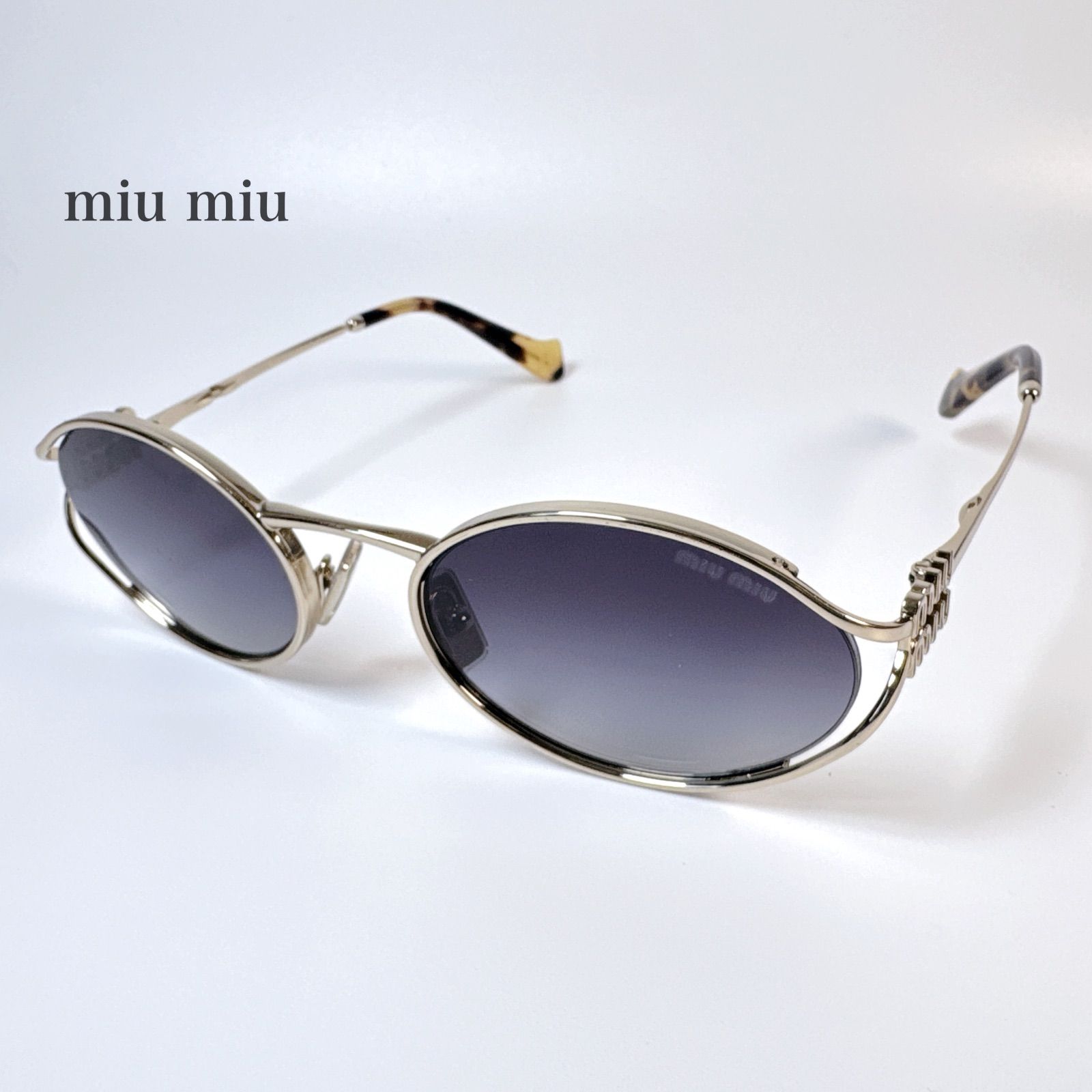 miu miu サングラス ゴールド べっこう グレーグラデーション　メガネ miu miu ミュウミュウ サングラス smu52y zvn-5d1 ゴールド べっこう