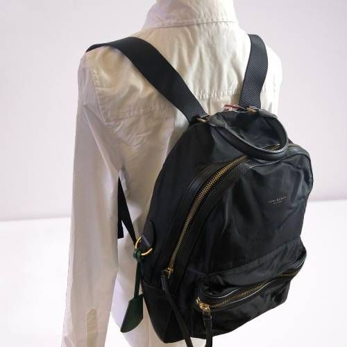 美品 トリーバーチ リュックサック バックパック ナイロン レザー 黒