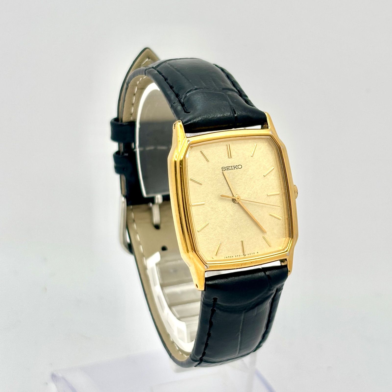 新品電池】SEIKO セイコー メンズ 腕時計 ゴールド レクタンギュラー 