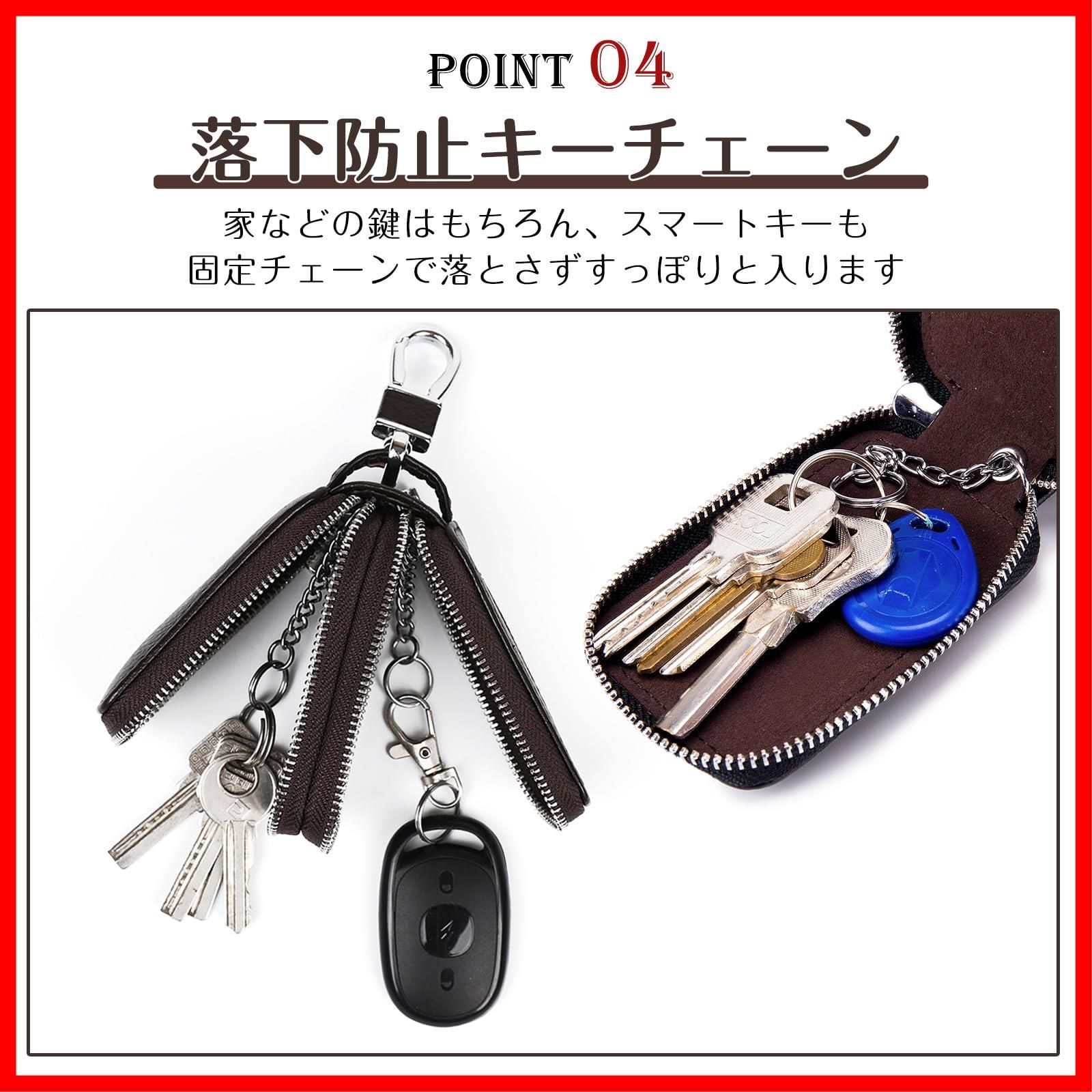 特価商品】本革 本革 コンパクト メンズ 2ルーム カラビナ付き 