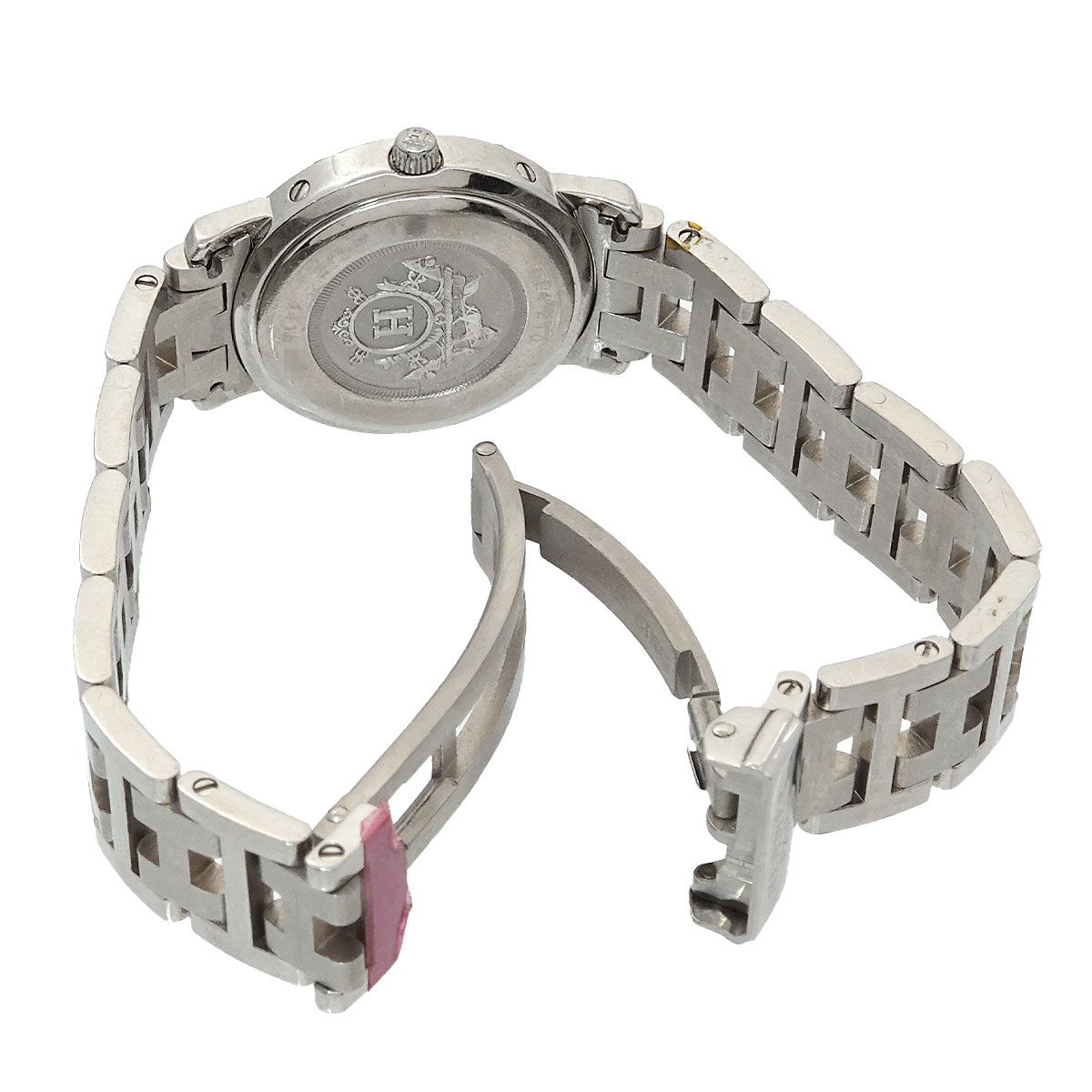 エルメス HERMES クリッパー CL4 210 レディース 腕時計 デイト ピンク