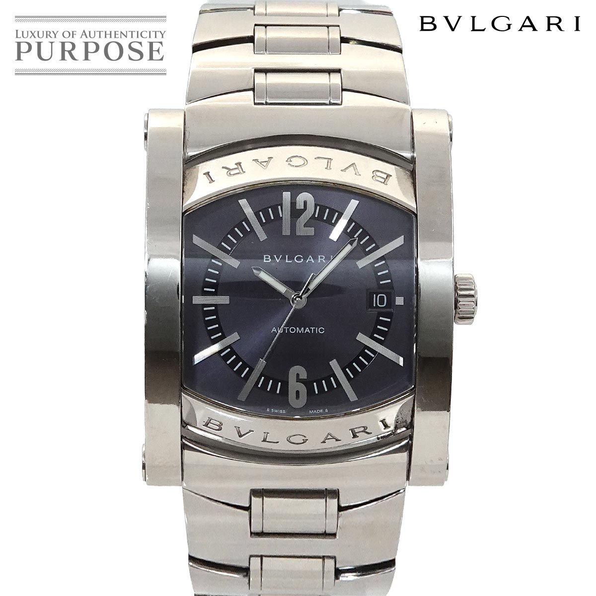ブルガリ BVLGARI アショーマ AA48S メンズ 腕時計 デイト ネイビー 