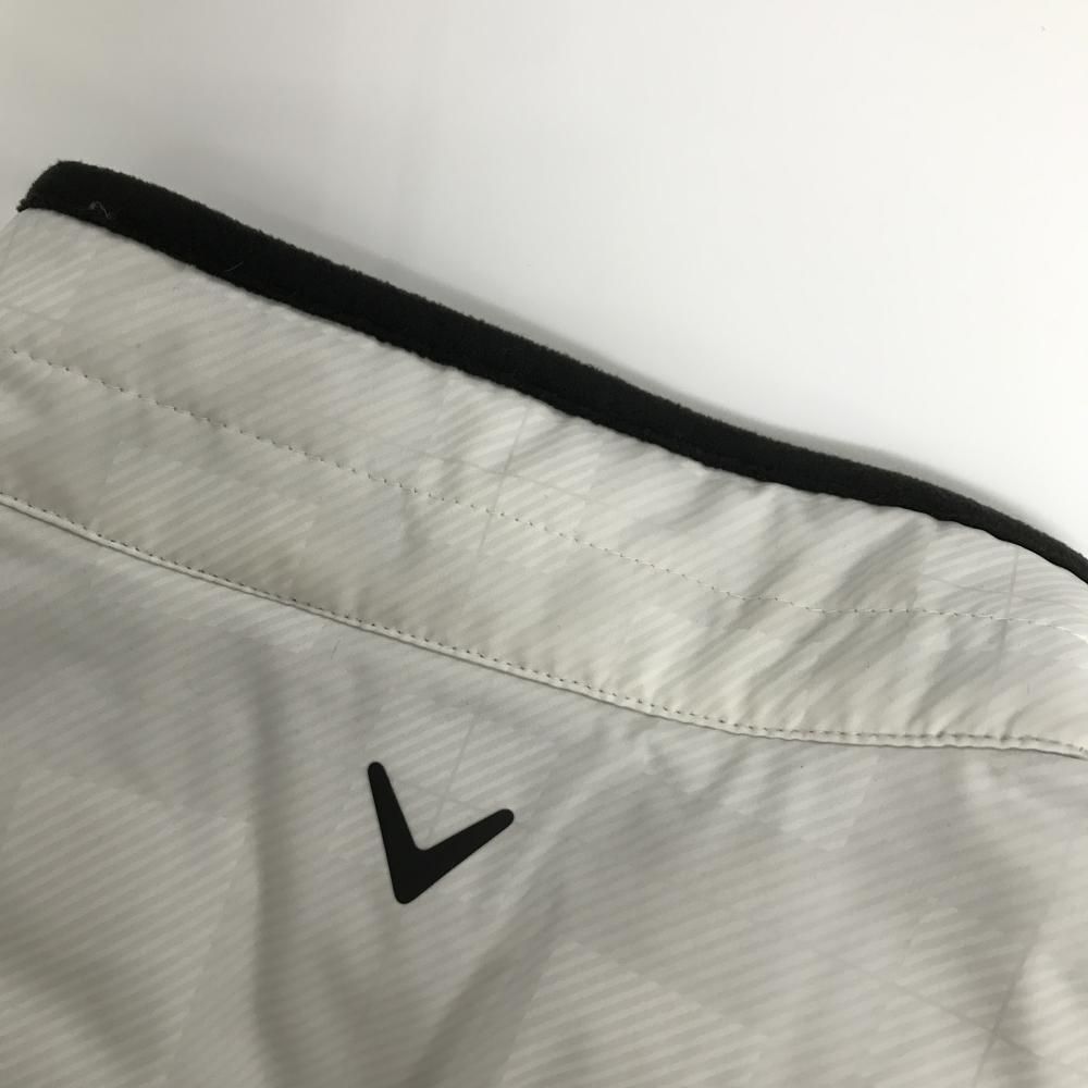 キャロウェイ 2WAY中綿ジャケット 白×ライトグレー チェック 袖着脱可