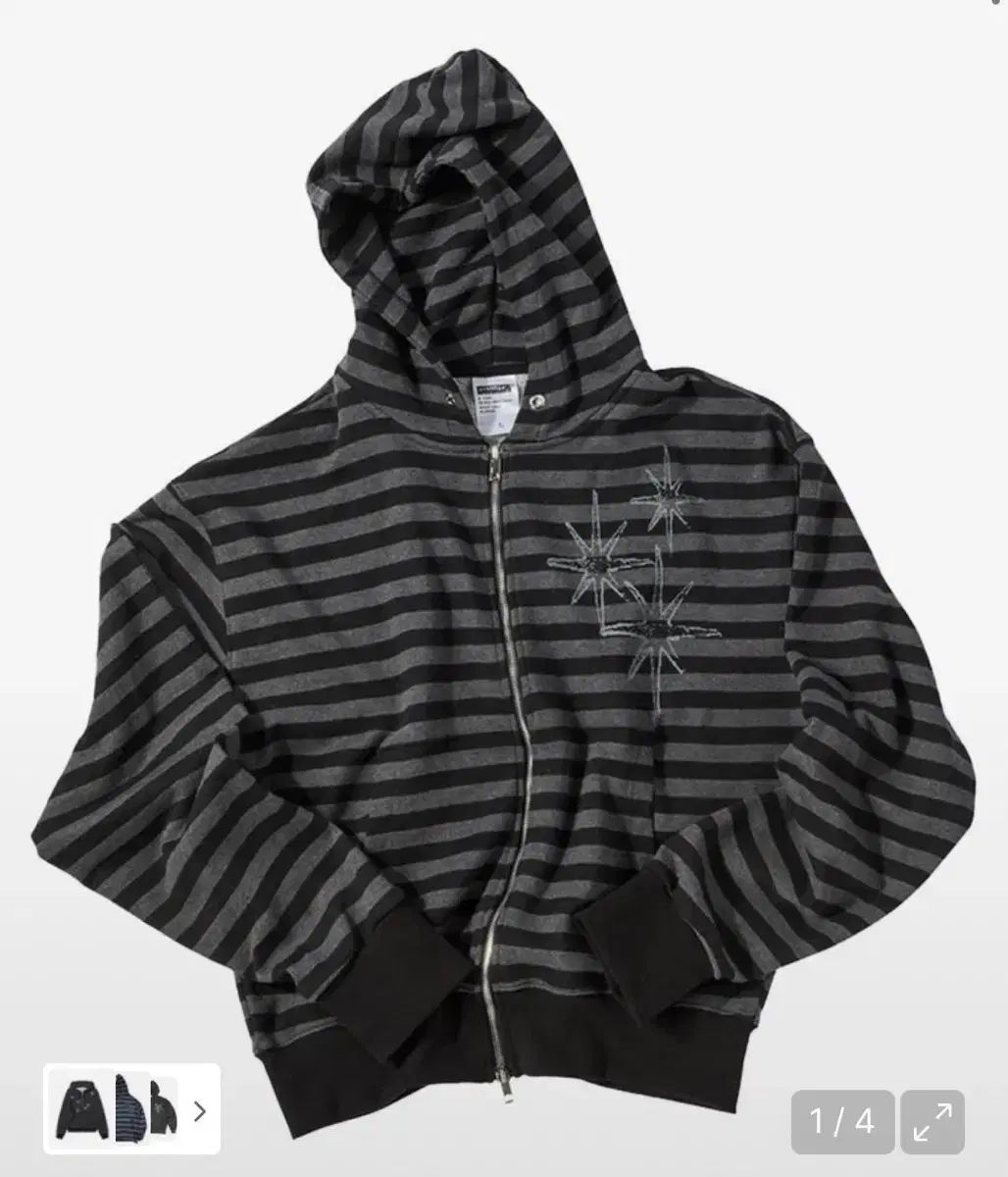 リーク フードジップアップ M アンタイトル ステリナイト ストライプ フードジップアップ ブラック