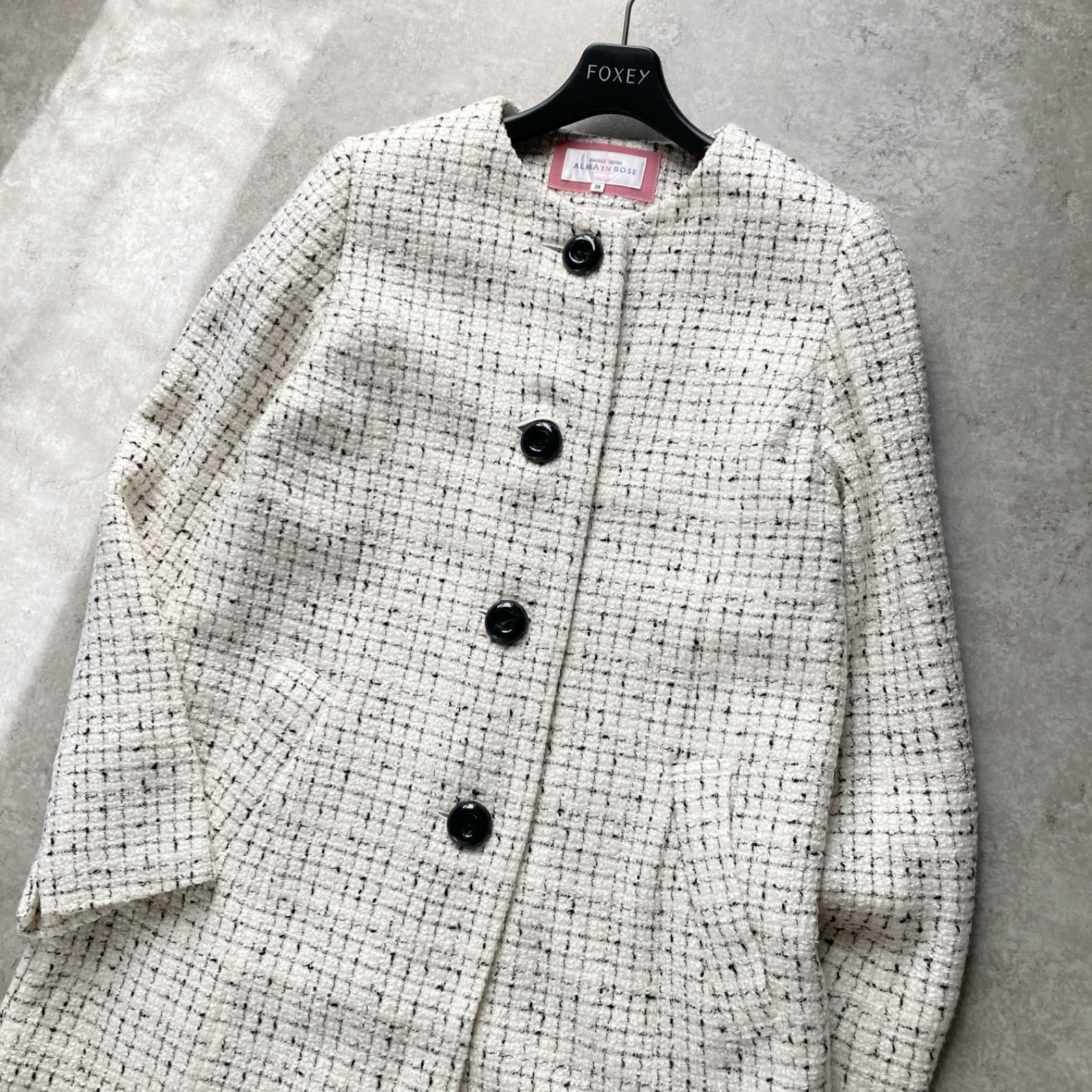 美品 ハナエモリ HANAE MORI アルマアンローズ ALMA EN ROSE ツイード