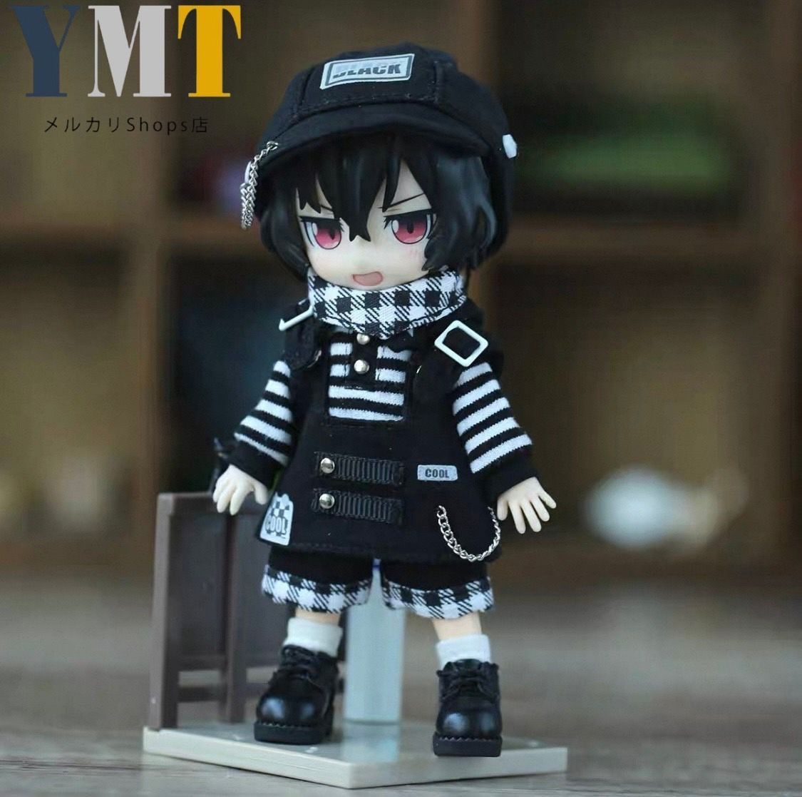 オビツ11 ドール服 カジュアル5点セット チェーン付き帽子+スカーフ+