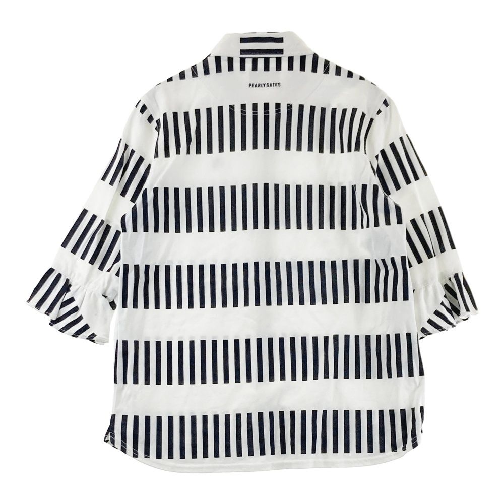 サイズ：1 PEARLY GATES パーリーゲイツ 七分袖シャツ 総柄 ホワイト系