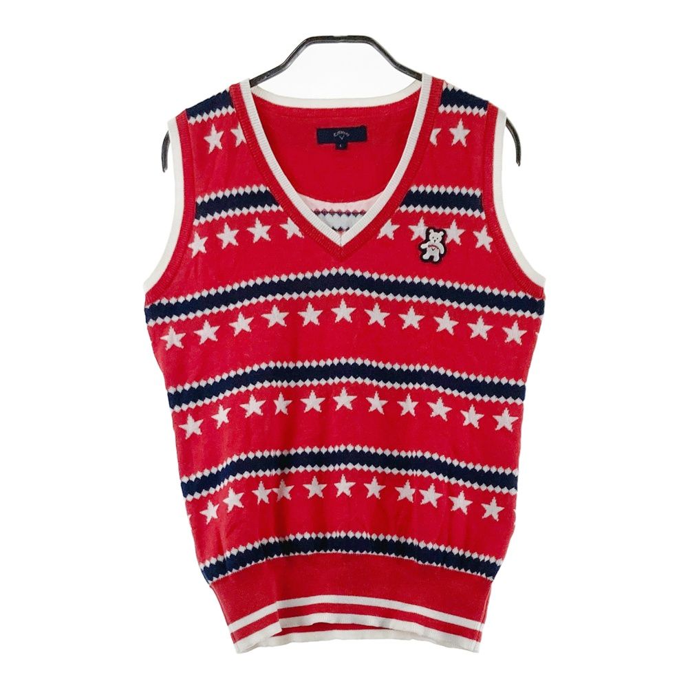 サイズ：L CALLAWAY キャロウェイ ニットベスト ベア ボーダー 星柄