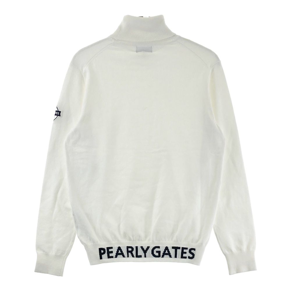 パーリーゲイツ　タートルネックニット　ロゴ　ホワイト　メンズ4　ゴルフウェア サイズ：4 PEARLY GATES パーリーゲイツ タートルネック ニット
