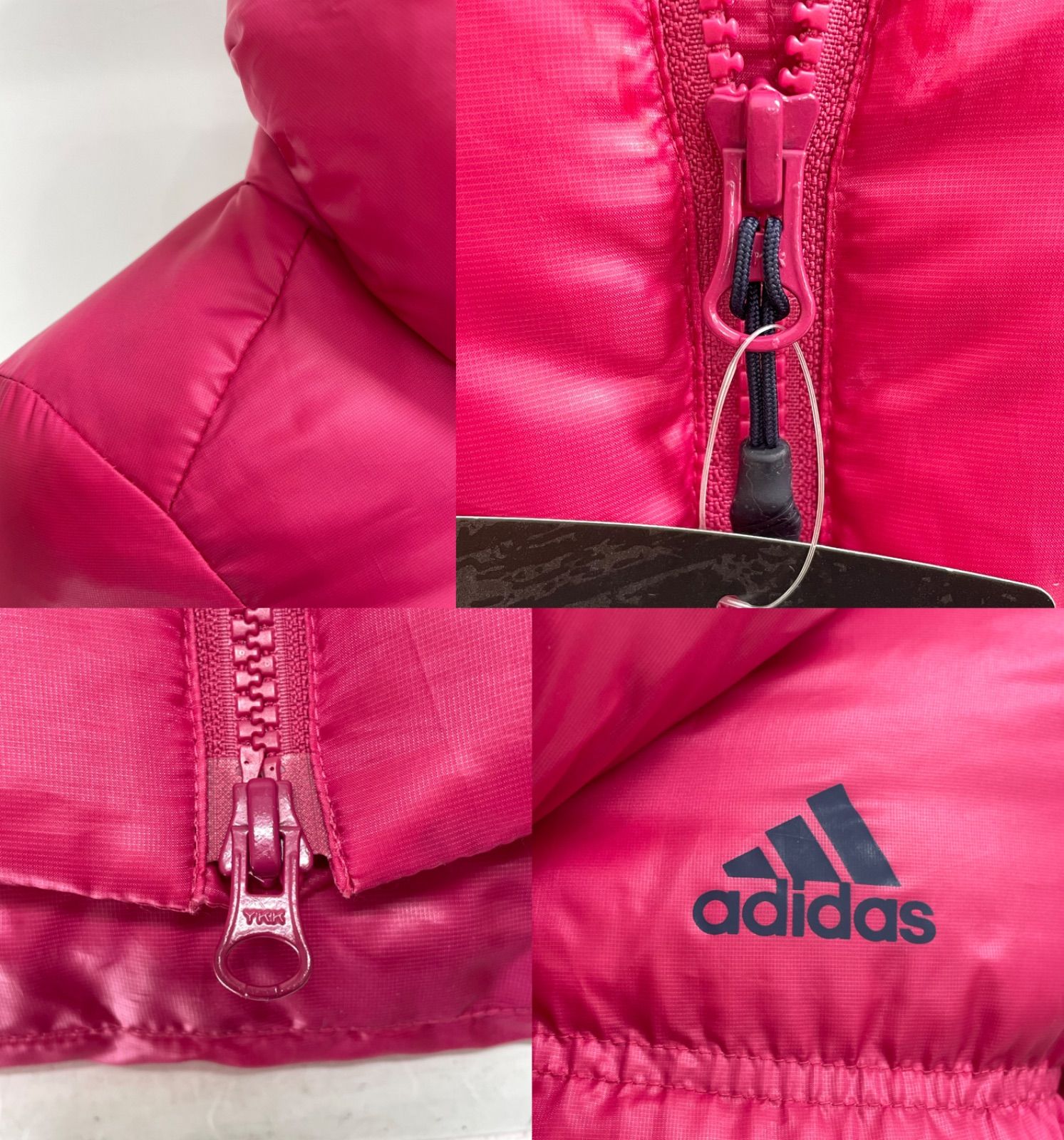 USED】adidas アディダス ポリエステル ダブルジップ 長袖 ダウン 