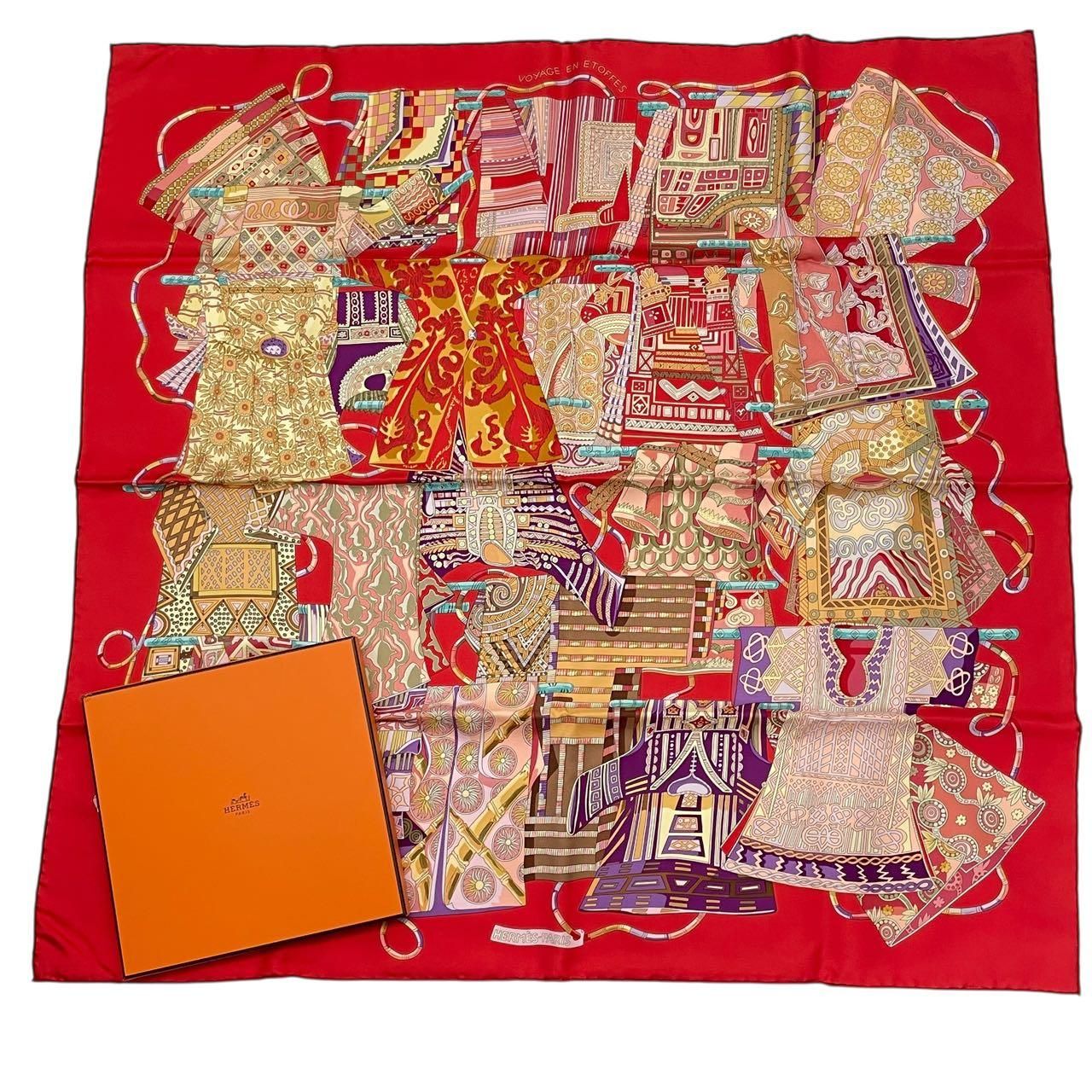 新品同様 HERMES エルメス スカーフ カレ90 Voyage en Etoffes 世界の