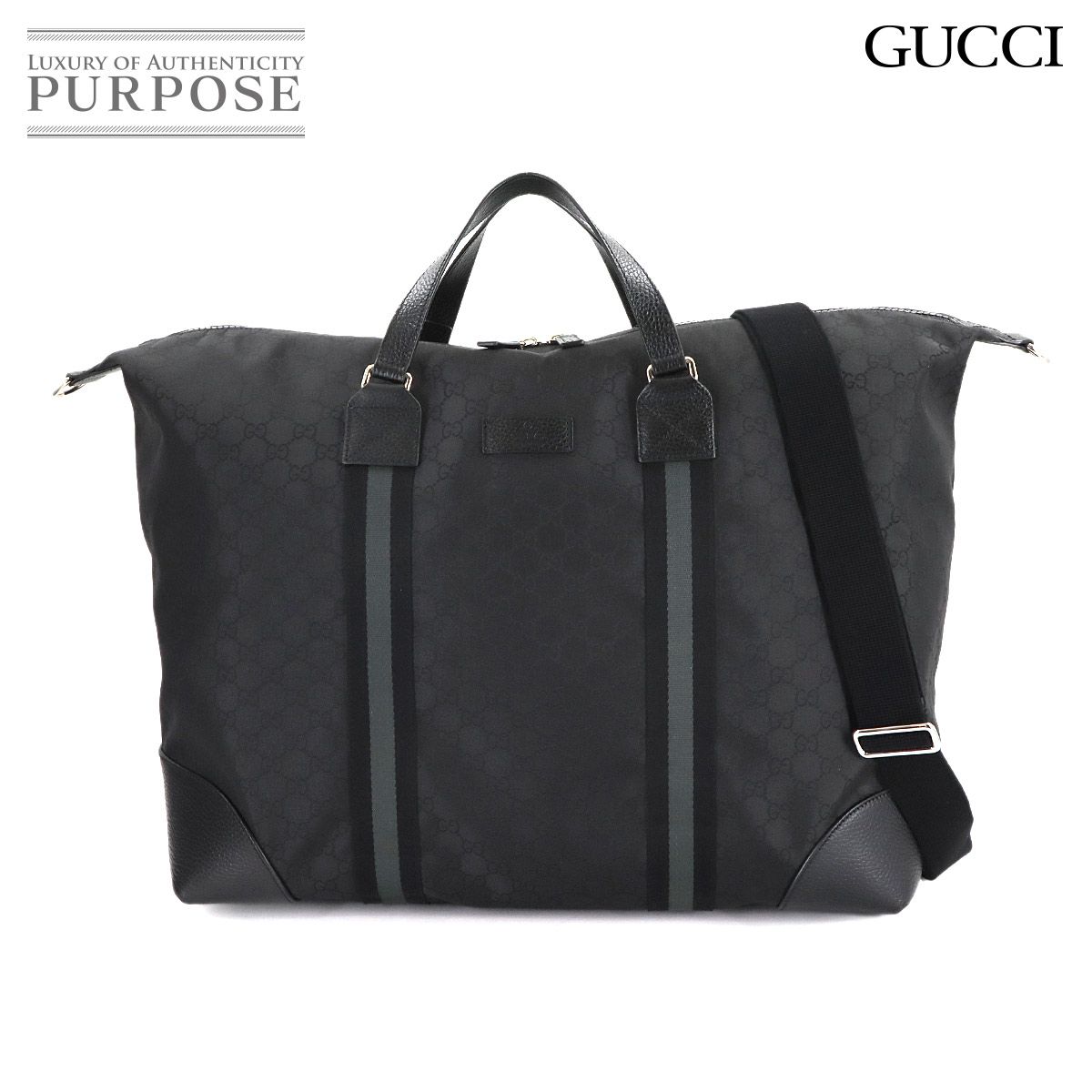 GUCCI ブラック ボストンバッグ ショルダー付き 新品同様 グッチ GUCCI 2way ボストン ショルダー バッグ GGナイロン