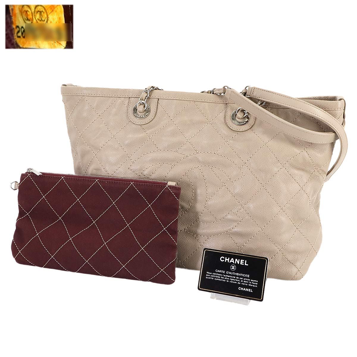 シャネル CHANEL ワイルドステッチ チェーン トート バッグ キャビア