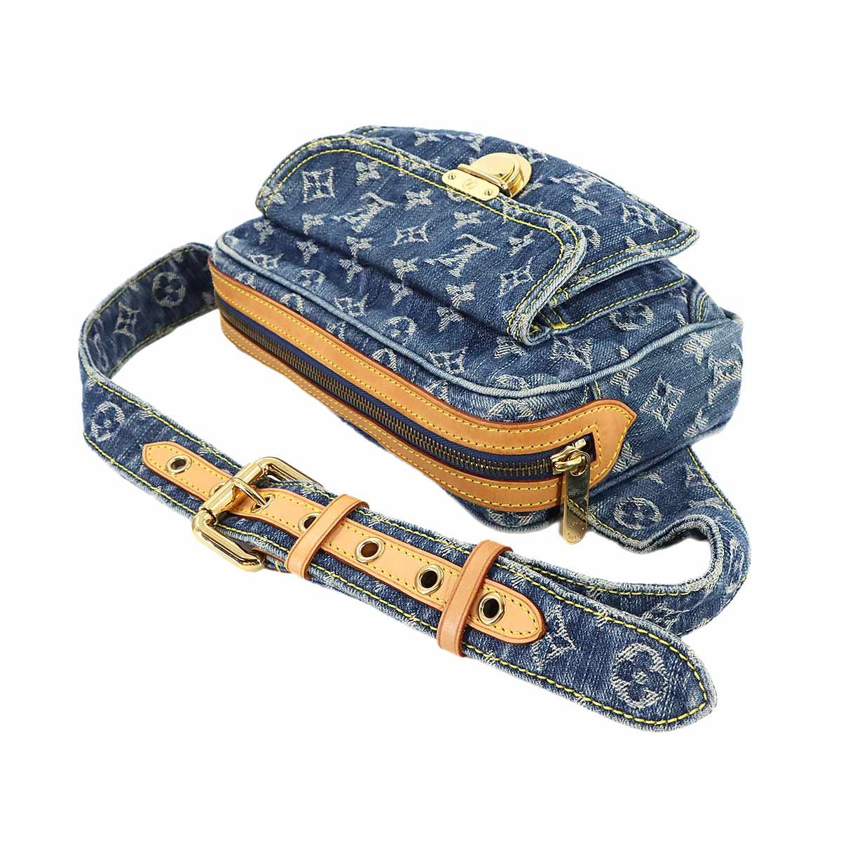 美品 ルイ ヴィトン LOUIS VUITTON モノグラム デニム バムバッグ