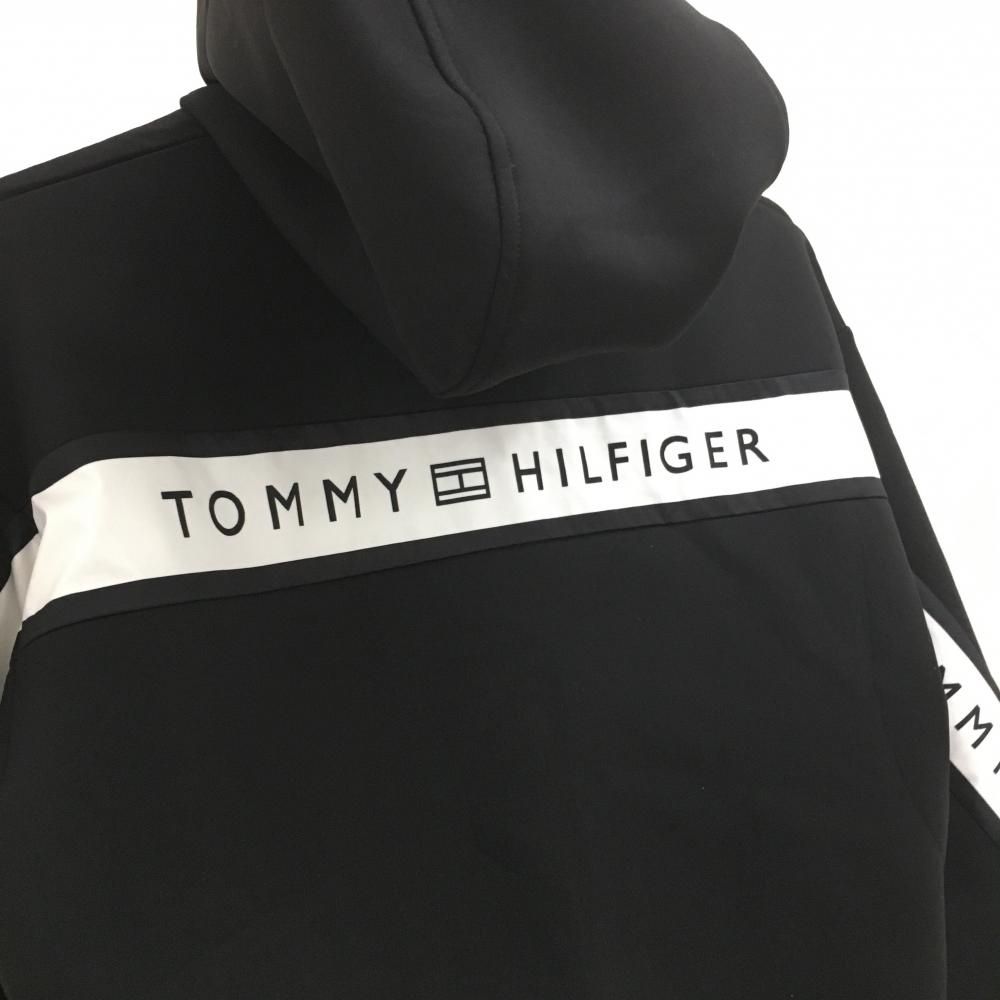 トミーヒルフィガーゴルフ ジップパーカー 黒×白 ダンボールニット