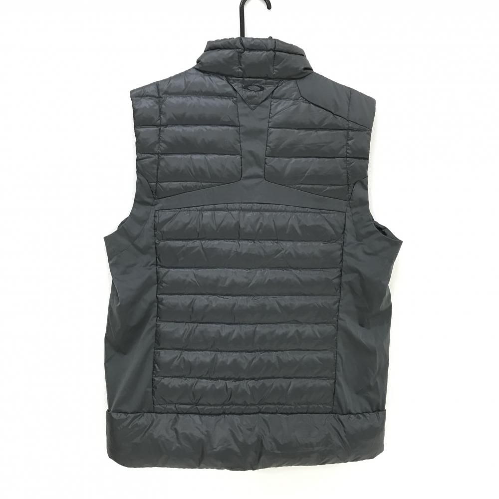 超美品】オークリー ダウンベスト グレー ロゴ刺しゅう黒 ダウン90