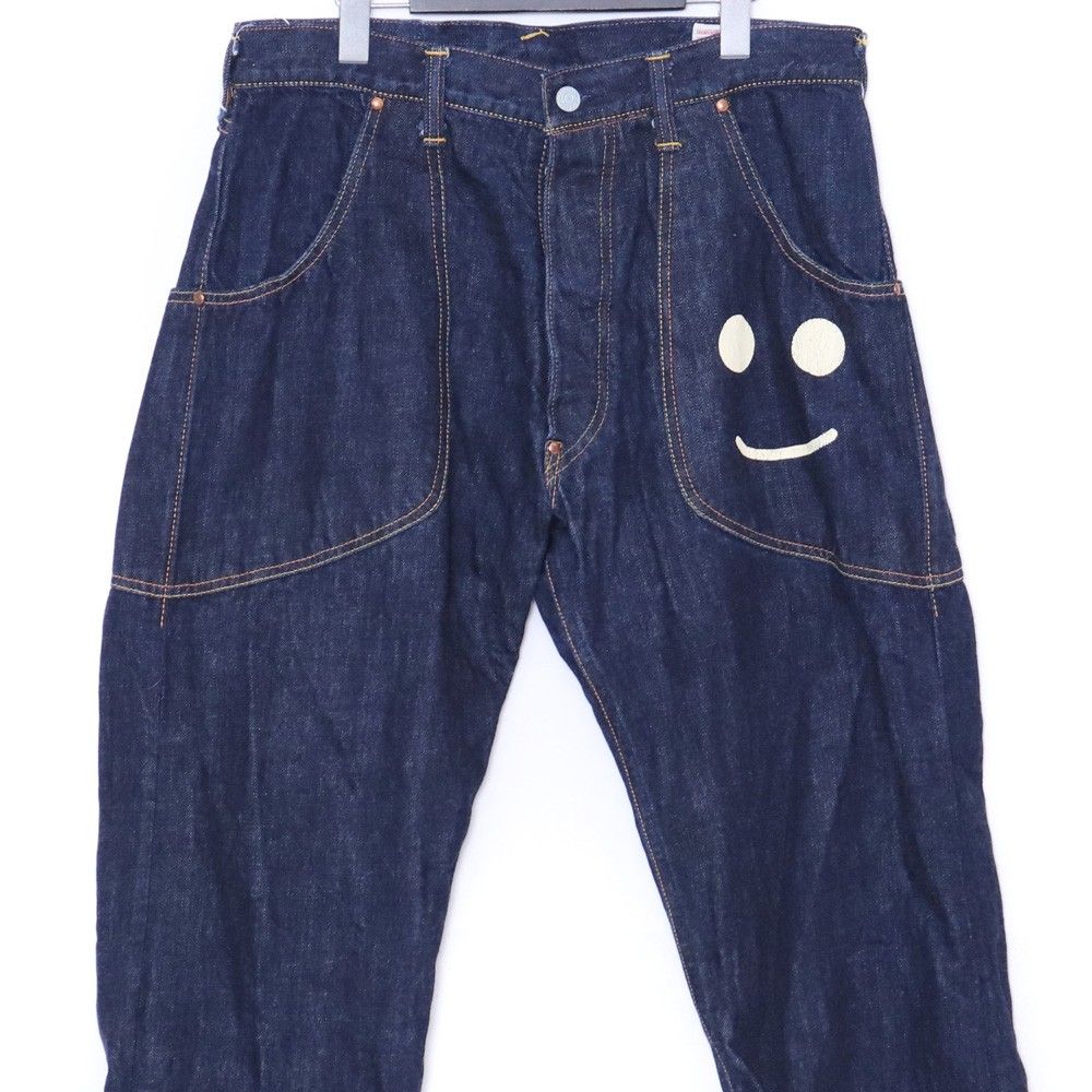 【美品】エヴィスジーンズ　つなぎ　ドクちん【希少ペイント】 EVISU GENES OSAKA ドクチン スマイルマーク グリーンカモメペイント