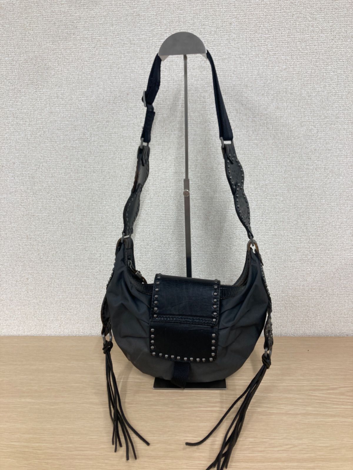1希少品 廃盤品 ディーゼル DIESEL ショルダーバッグ ブラック レザー 